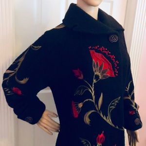 CoVelo Black & Red Garden Wool Coat